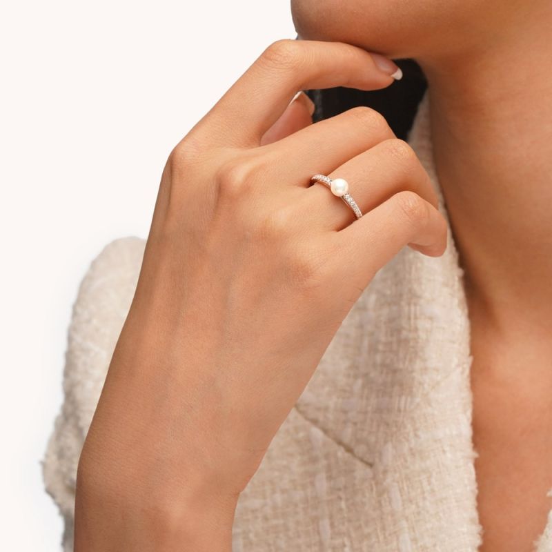 Pearl Solitaire Ring