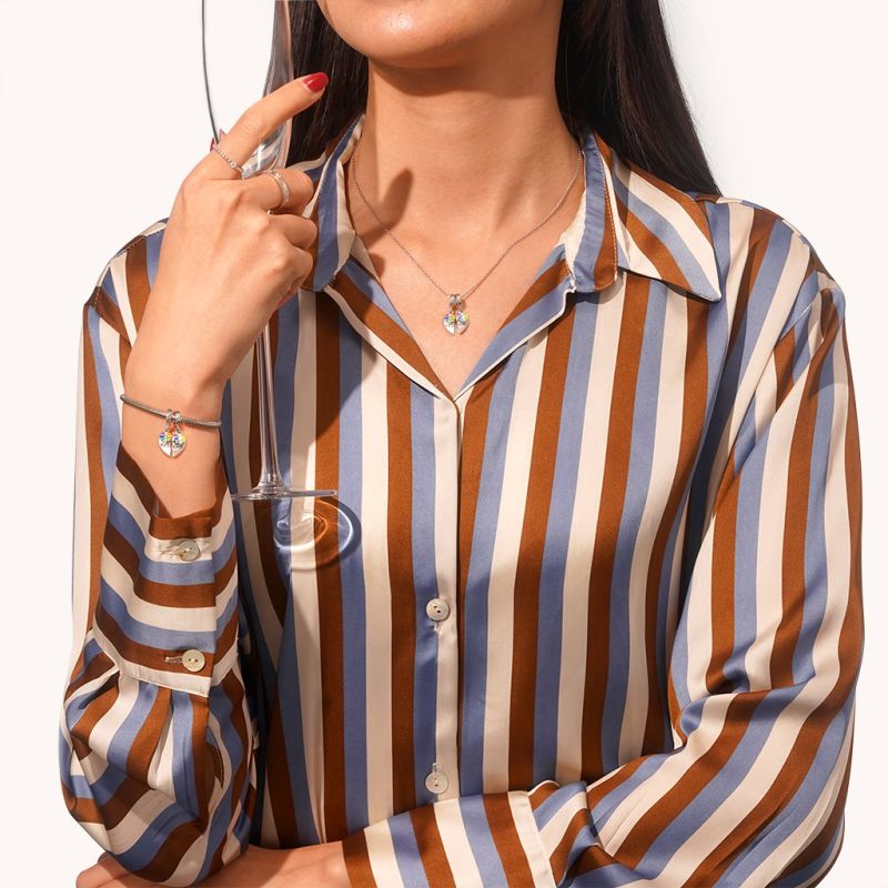 Pair Heart Rainbow Pendant