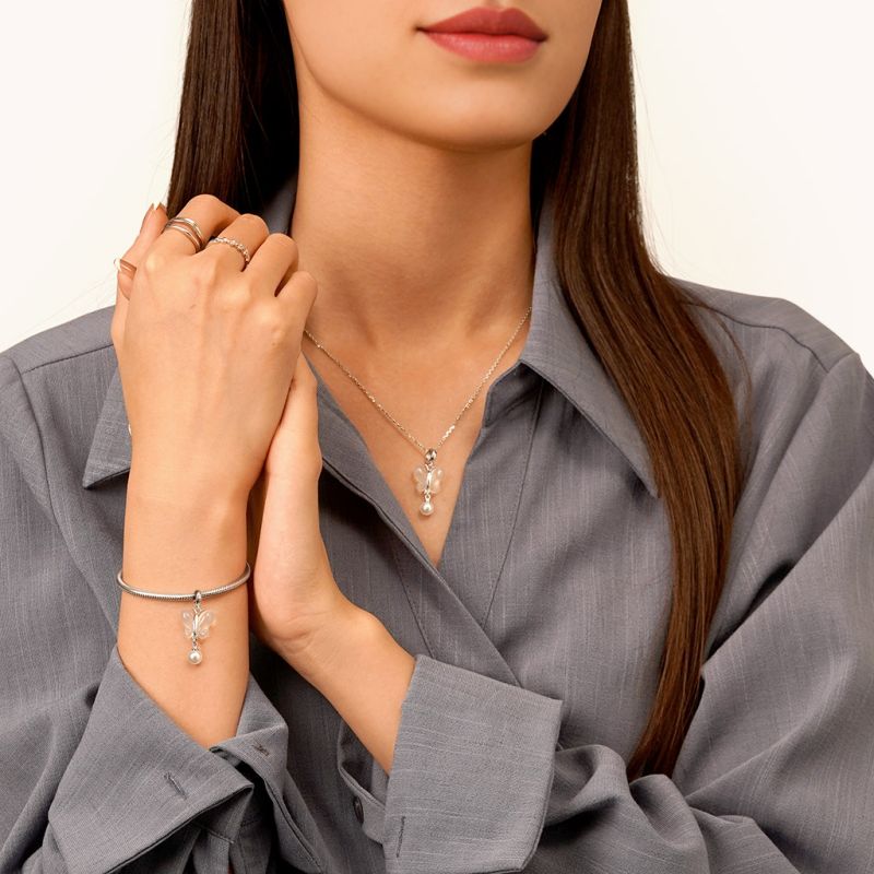 Chalcedony Butterfly Pearl Pendant