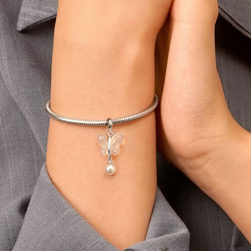 Chalcedony Butterfly Pearl Pendant