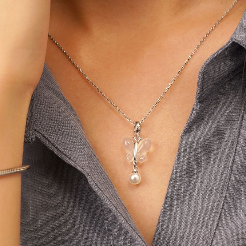 Chalcedony Butterfly Pearl Pendant