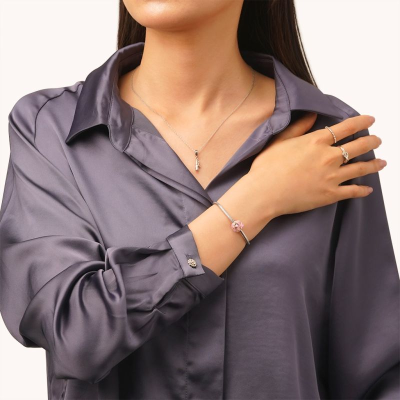 Pink Butterfly Flower Charm