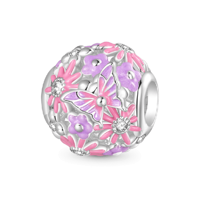 Pink Butterfly Flower Charm