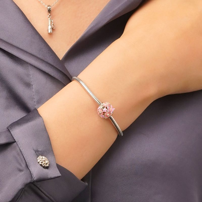 Pink Butterfly Flower Charm