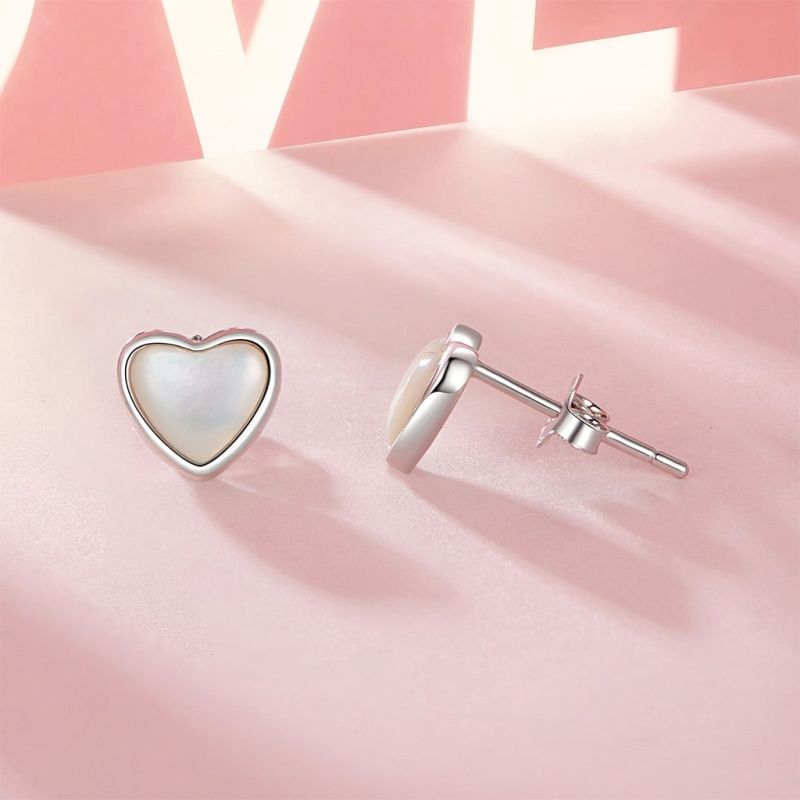 Heart White Shell Stud Earrings