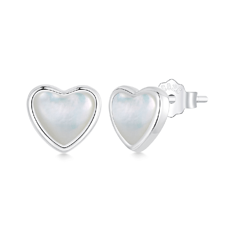 Heart White Shell Stud Earrings