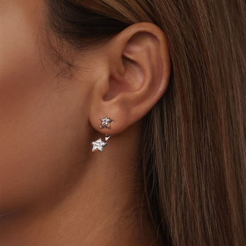 Star Front Back Stud Earrings