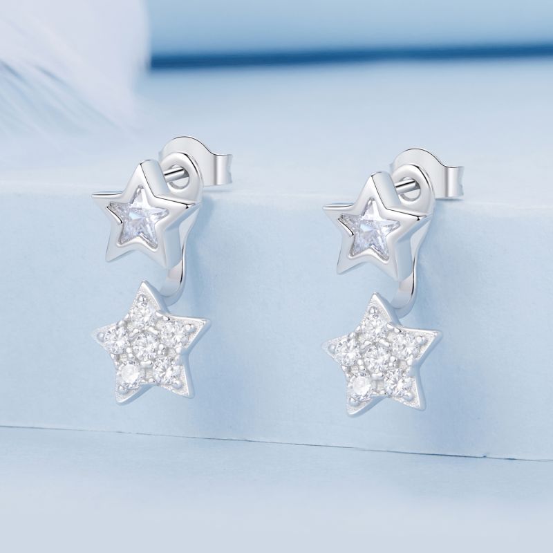 Star Front Back Stud Earrings