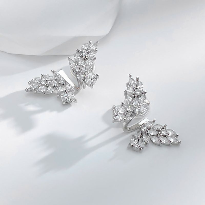 Sparkling Diamond Butterfly Ear Clips