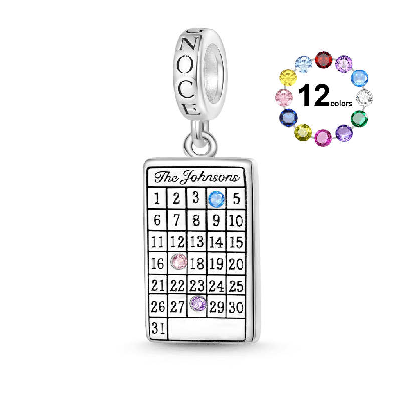 Engravable Calendar Birthstone Pendant