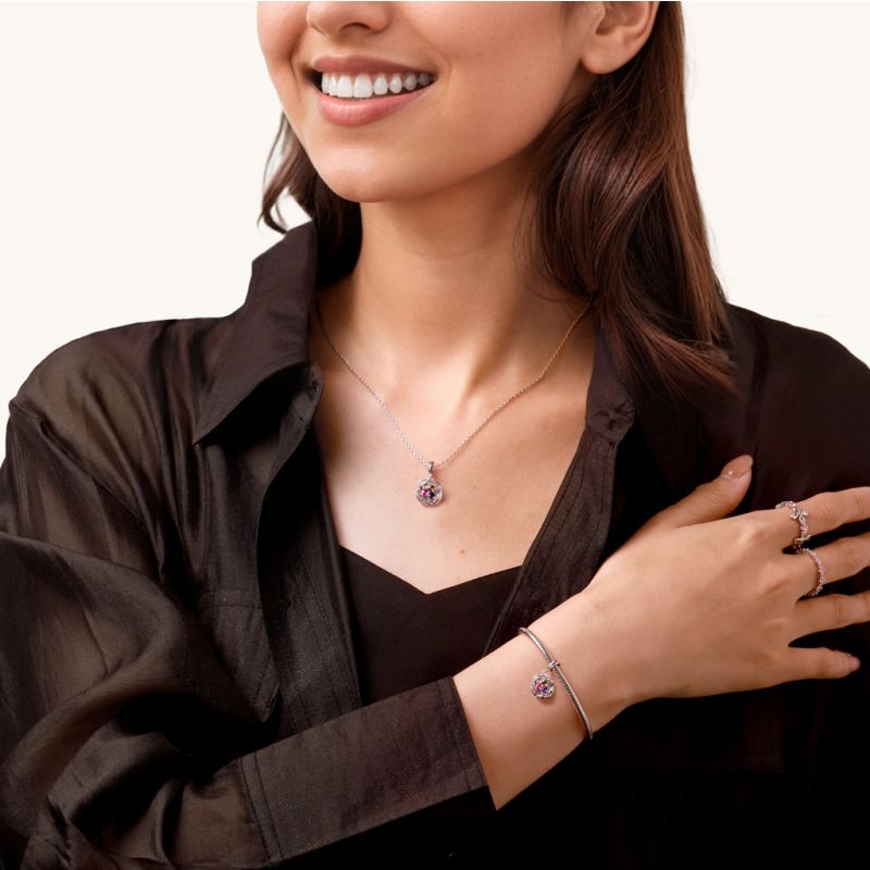 Birds Nest Three Eggs Birthstone Pendant