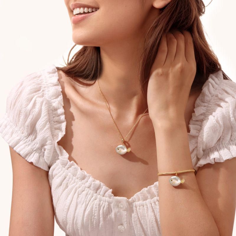 White Pearl Fish Pendant