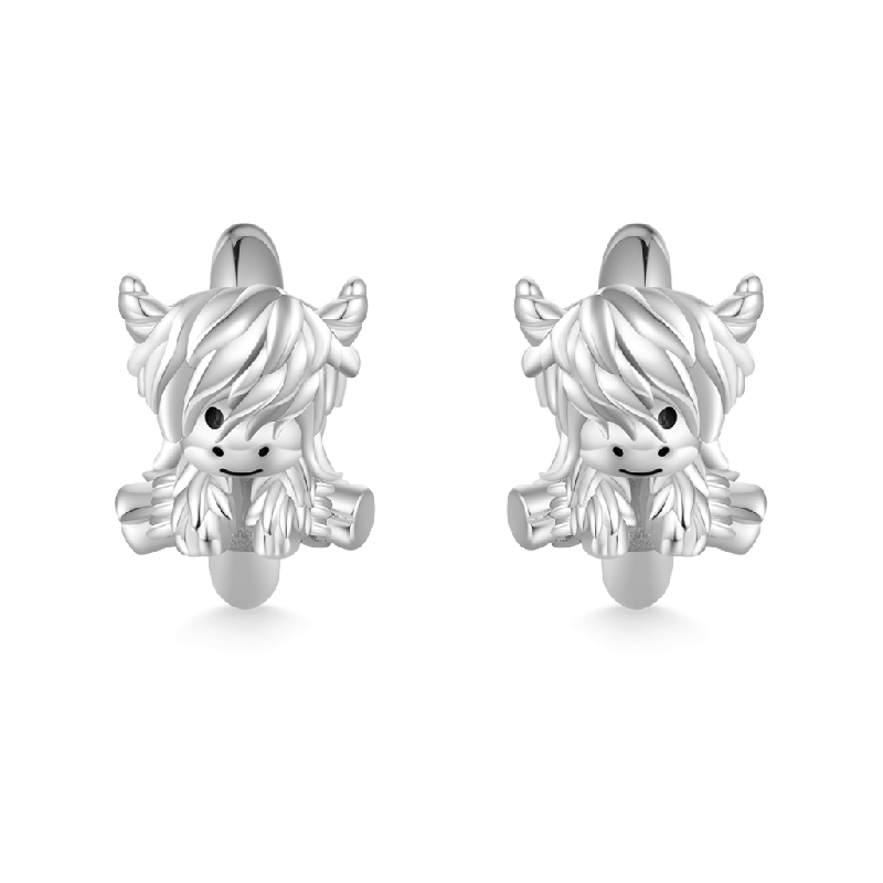 Highland Cow Hoop Stud Earrings