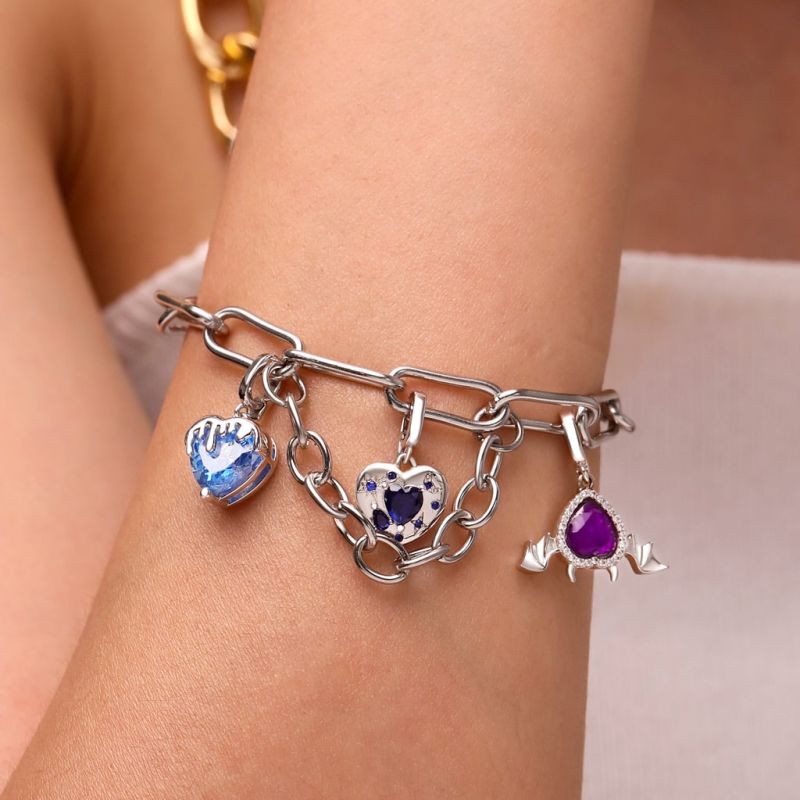 Heart Moon Clasp Clusters Charm