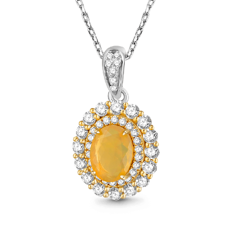 Oval-cut Citrine Opal Necklace