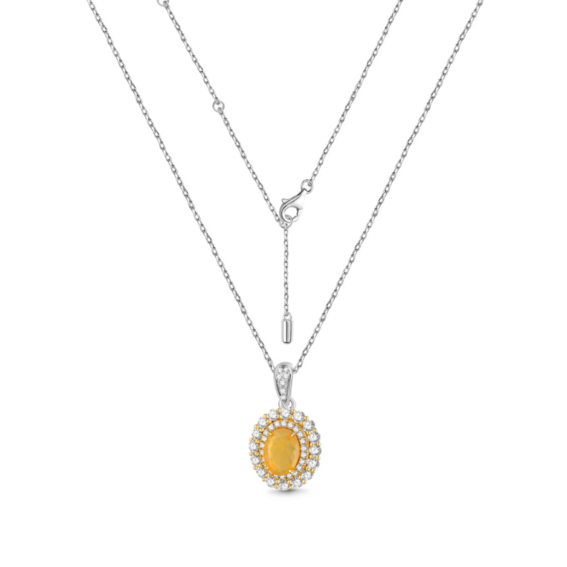 Oval-cut Citrine Opal Necklace