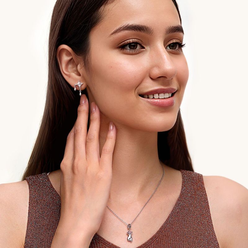 Cz Dripping Star Stud Earrings