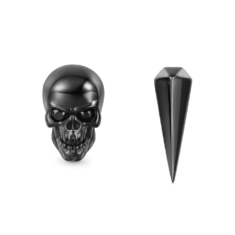 Gothic Black Skull Stud Earrings