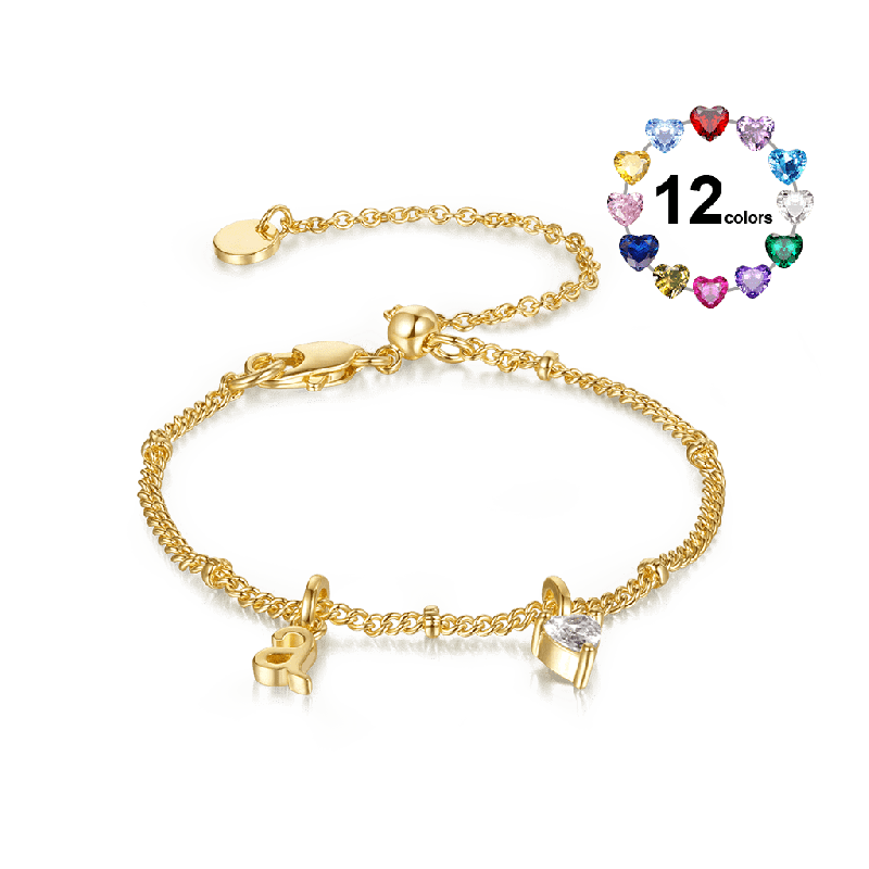 Personalized Letter Heart Bracelet