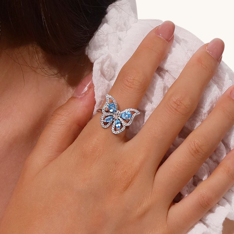Blue Topaz Butterfly Ring