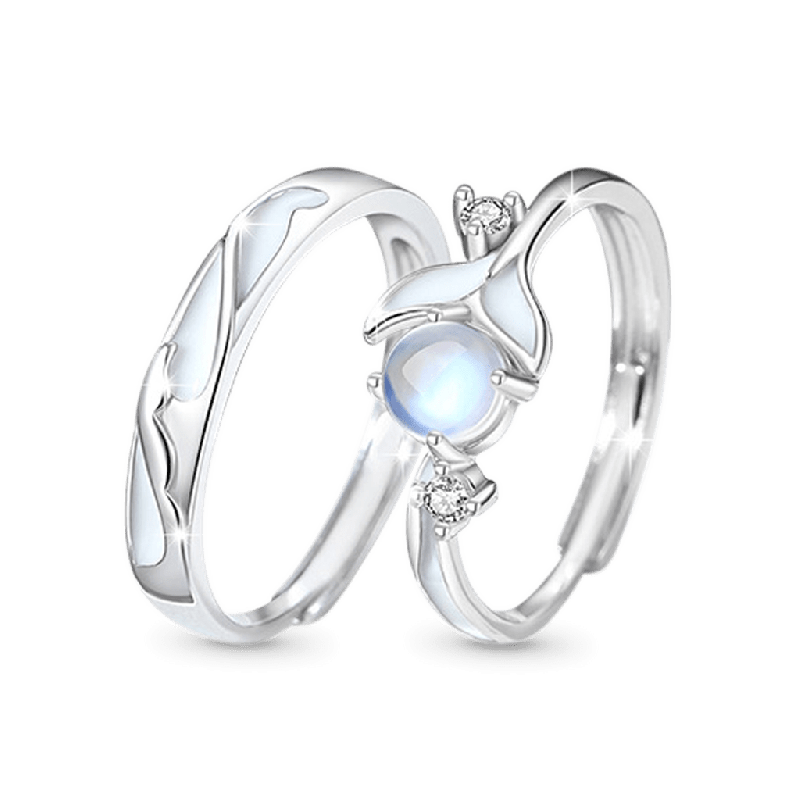 Glowing Band Moonstone Couple Rings