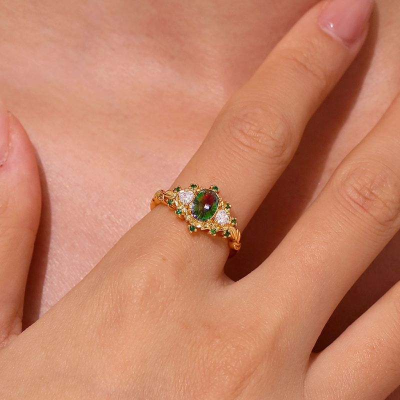 Secret Garden Teal Oval Ring