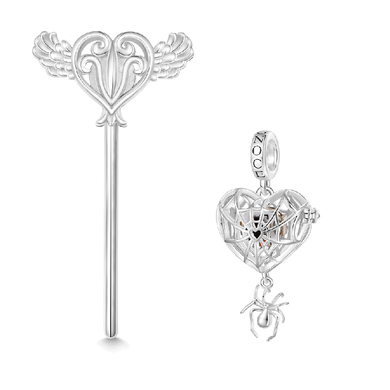 Wireless LED Glow Spider Web Love Pendant