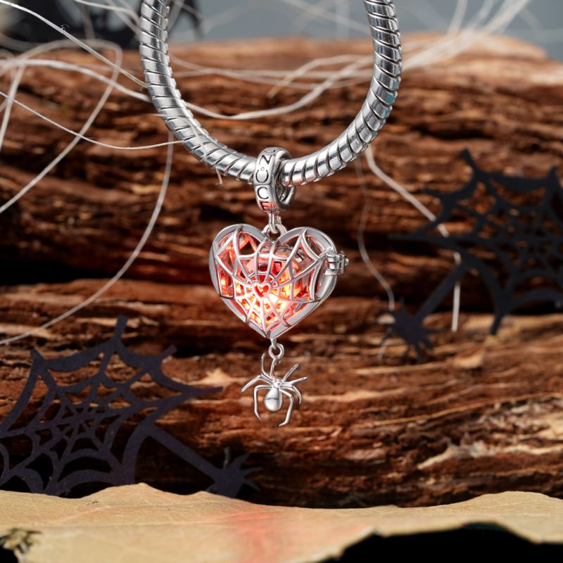 Wireless LED Glow Spider Web Love Pendant