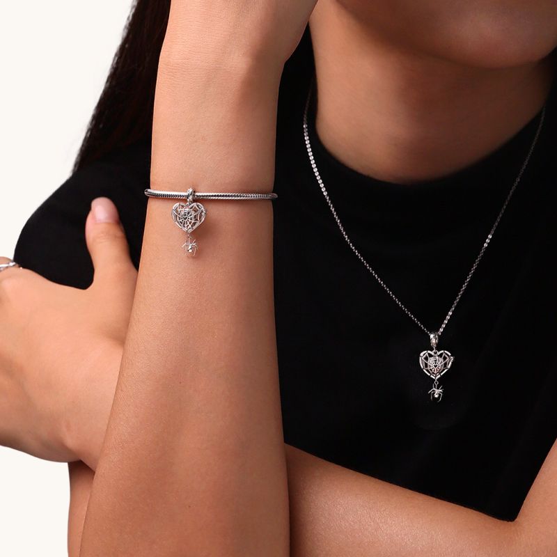 Wireless LED Glow Spider Web Love Pendant