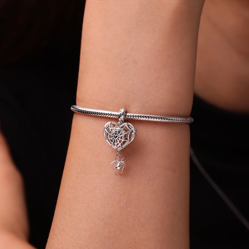 Wireless LED Glow Spider Web Love Pendant