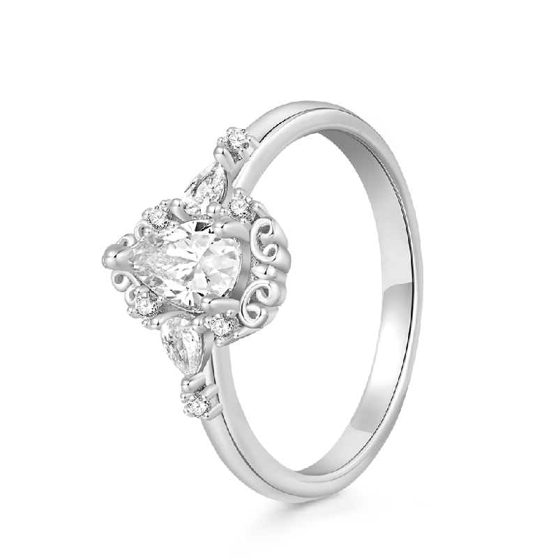 Pear-cut Art Nouveau Bridal Ring