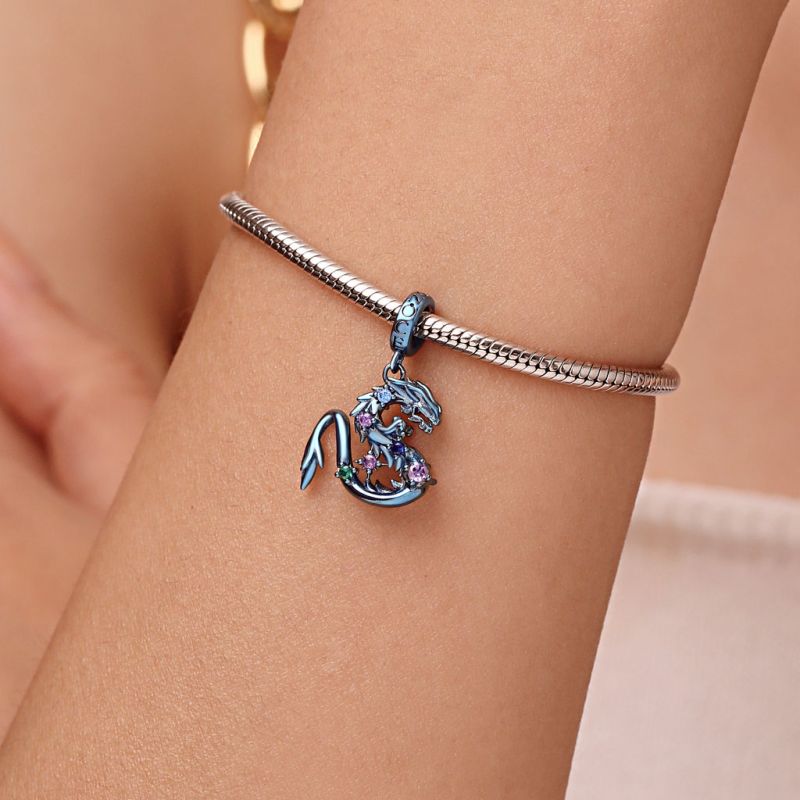 Blue Candy Dragon Zodiac Pendant