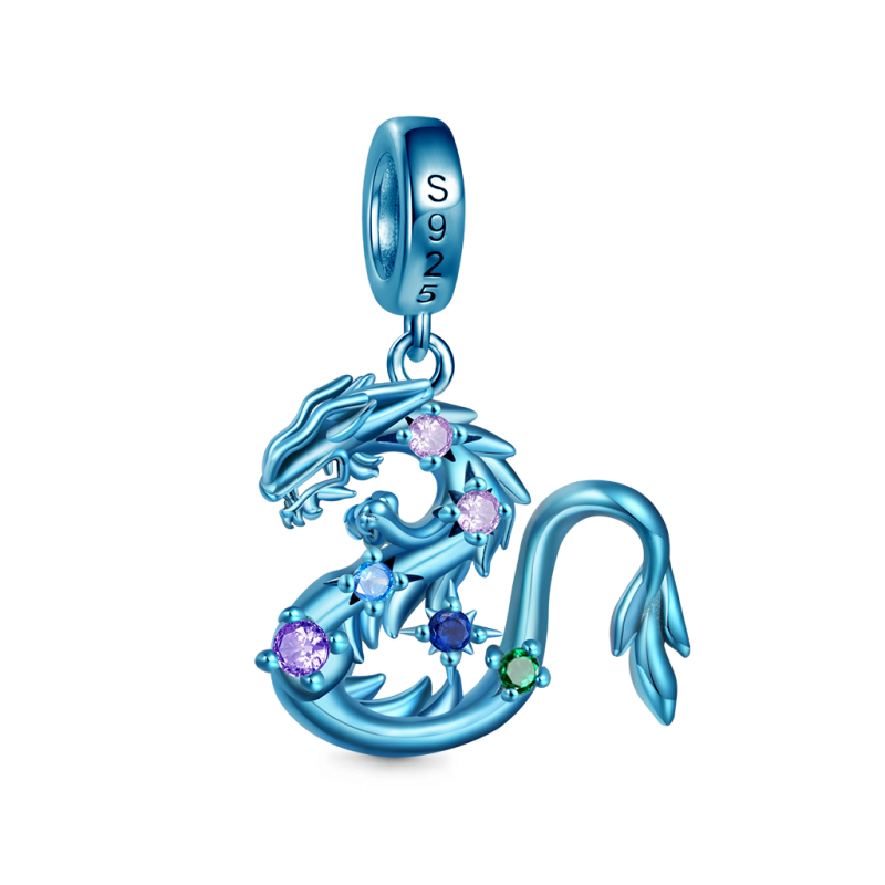 Blue Candy Dragon Zodiac Pendant