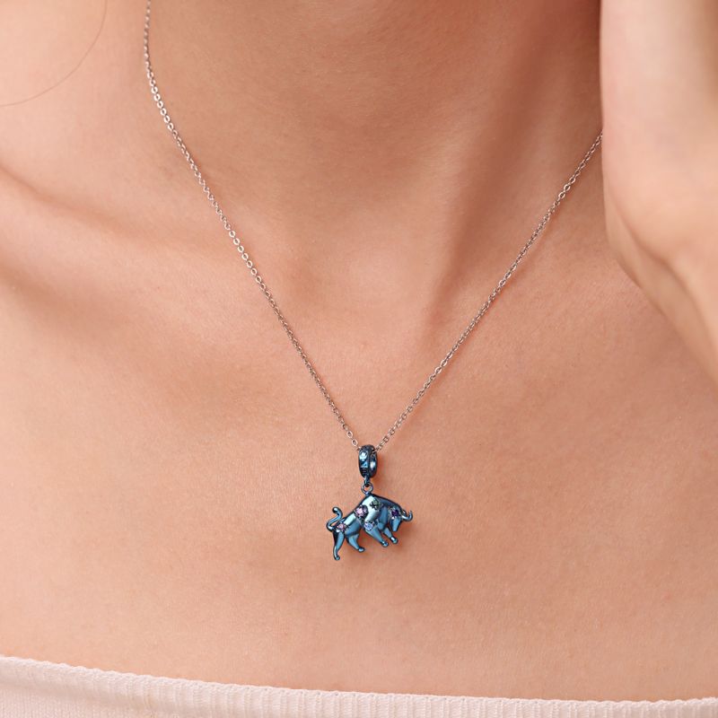 Blue Candy Ox Zodiac Pendant