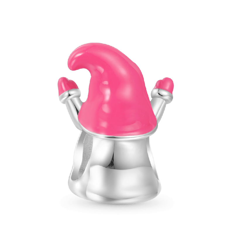Pink Heart Gnome Girl Charm
