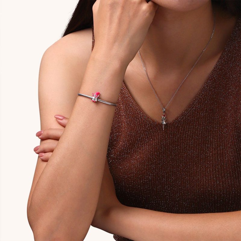 Pink Heart Gnome Girl Charm