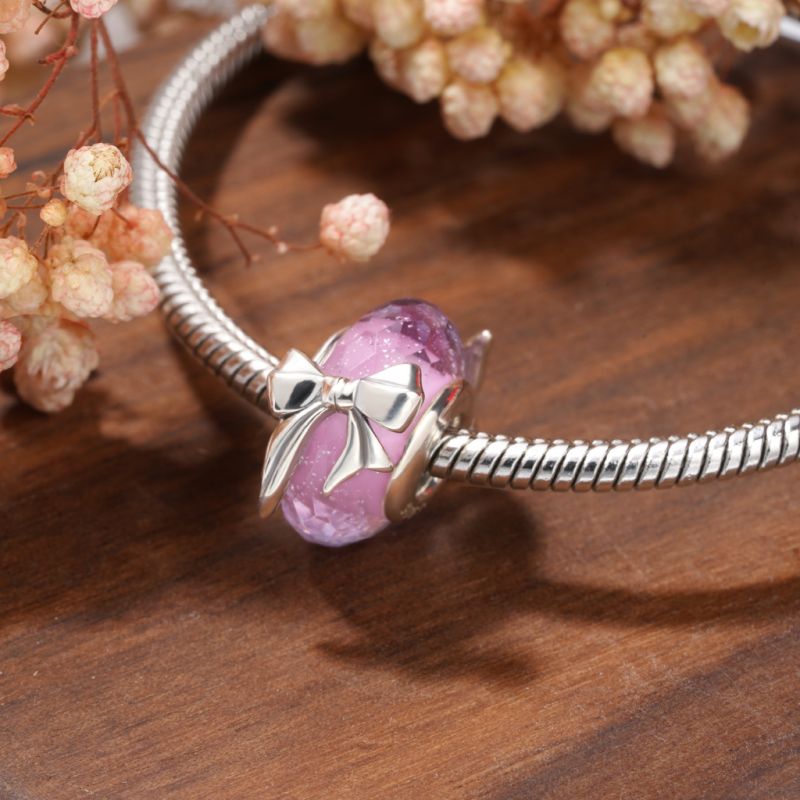 Pink Bow Stopper Charm