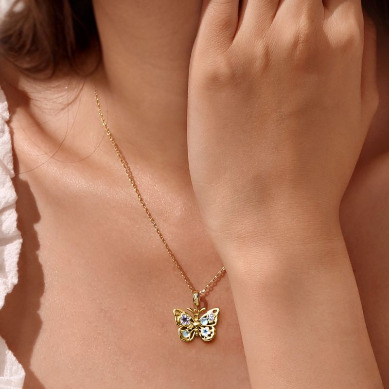 Sparkling Butterfly Moonstone Pendant