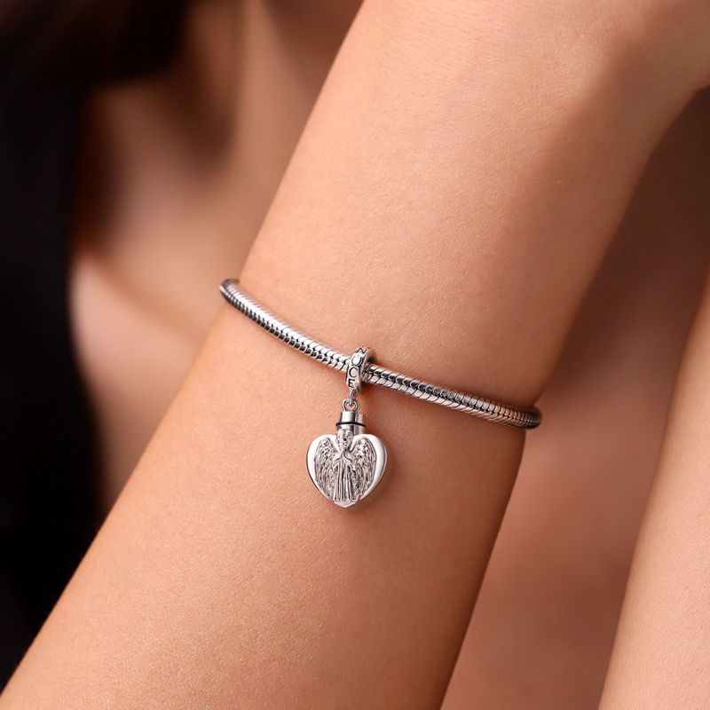Memorial Angel Urn Ashes Heart Pendant