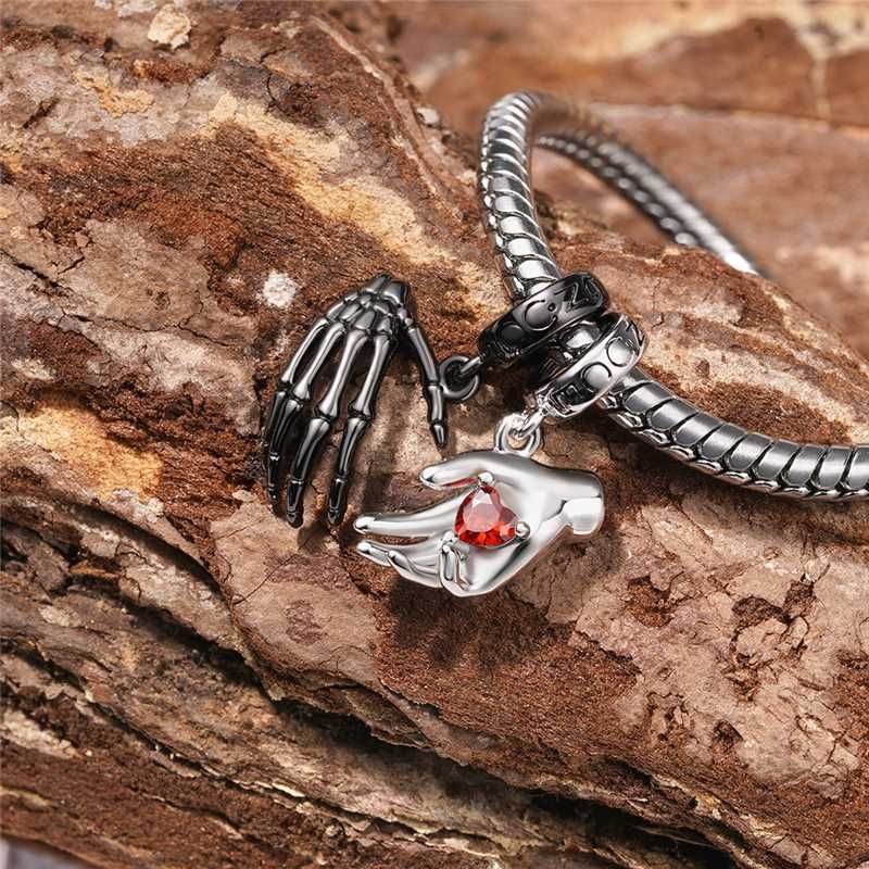 Halloween Skull Handshake Double Pendant