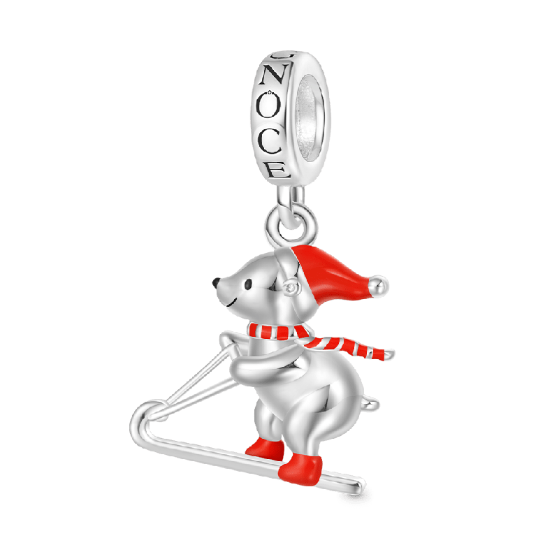 Christmas Skiing Polar Bear Pendant