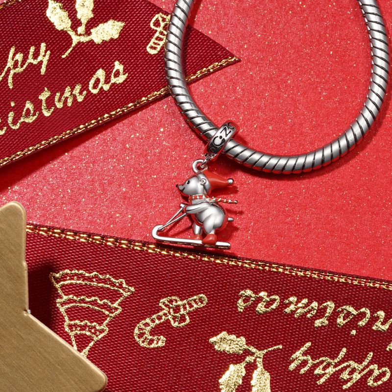 Christmas Skiing Polar Bear Pendant