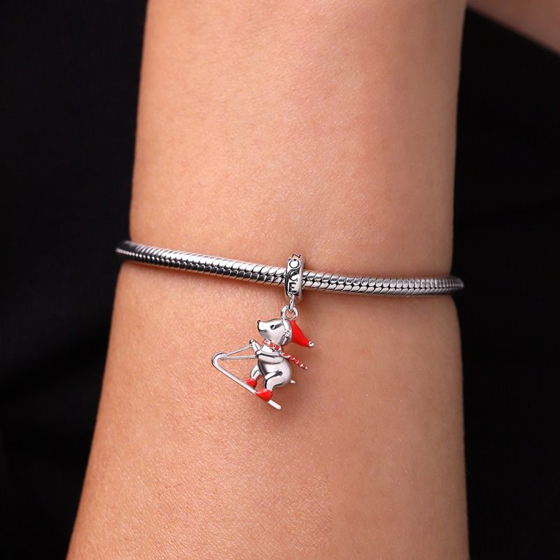 Christmas Skiing Polar Bear Pendant