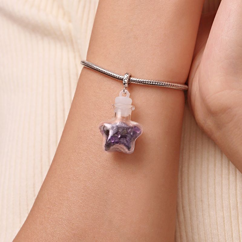 Amethyst Crystal Glass Bottle Pendant
