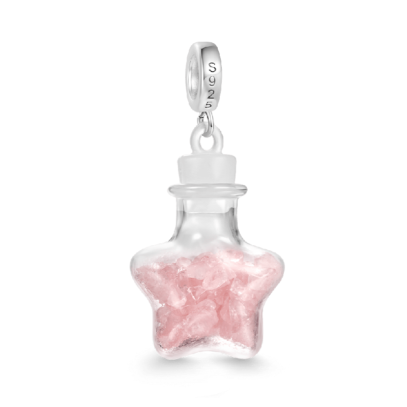 Pink Crystal Glass Bottle Pendant