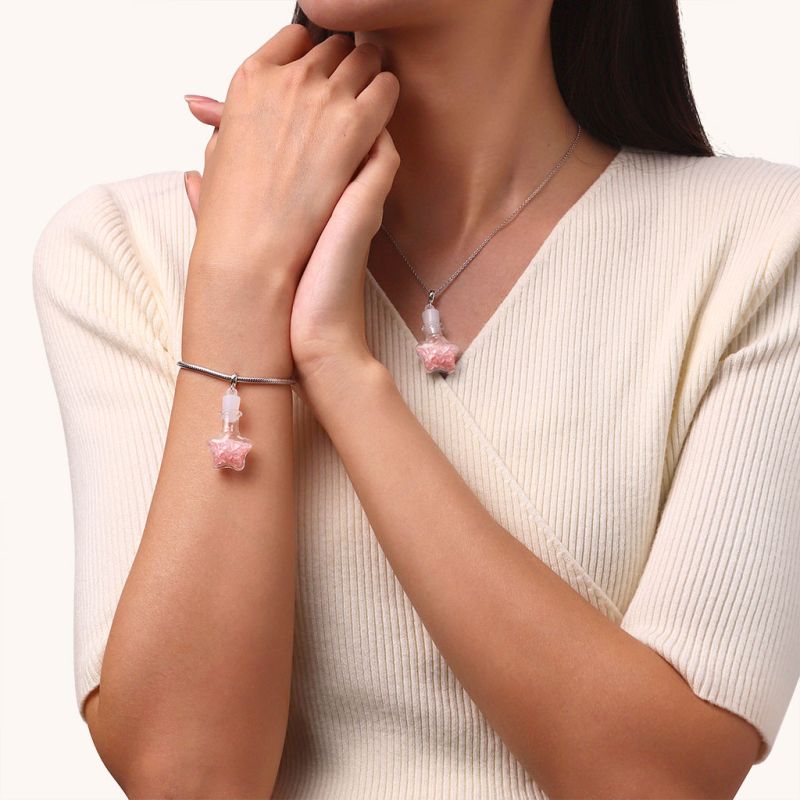 Pink Crystal Glass Bottle Pendant