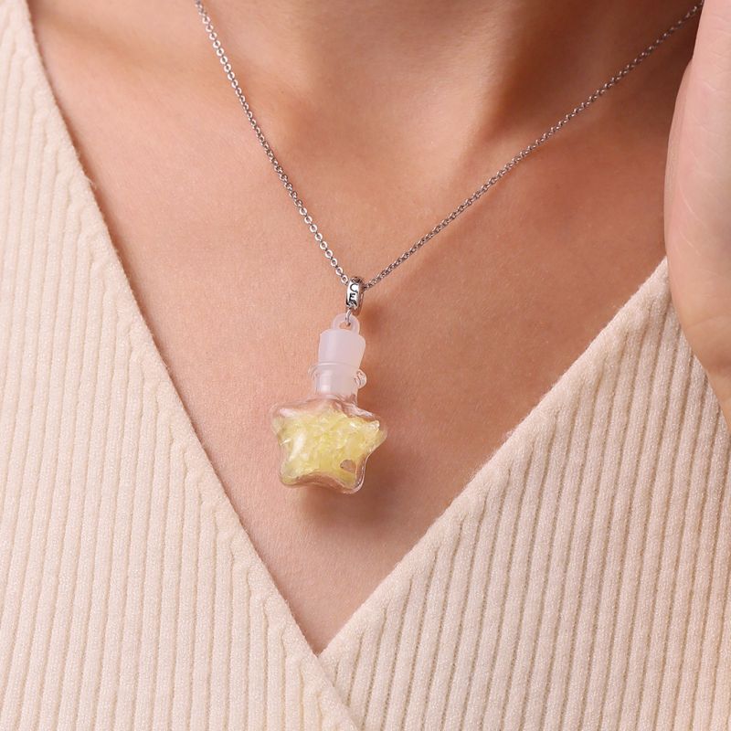 Yellow Crystal Glass Bottle Pendant