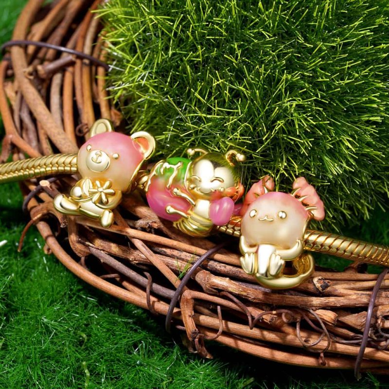 Gradient Pink Bear Charm