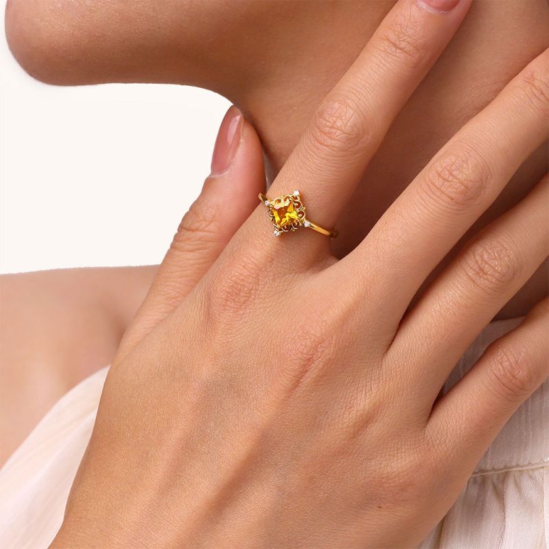 Yellow Cut Solitaire Rings