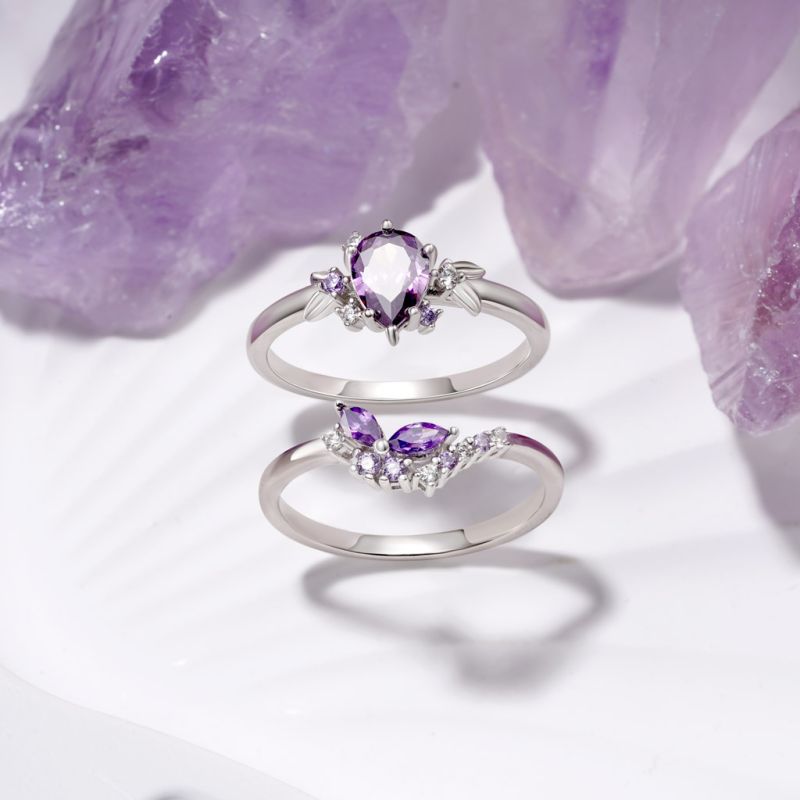 Purple Butterfly Stackable Rings